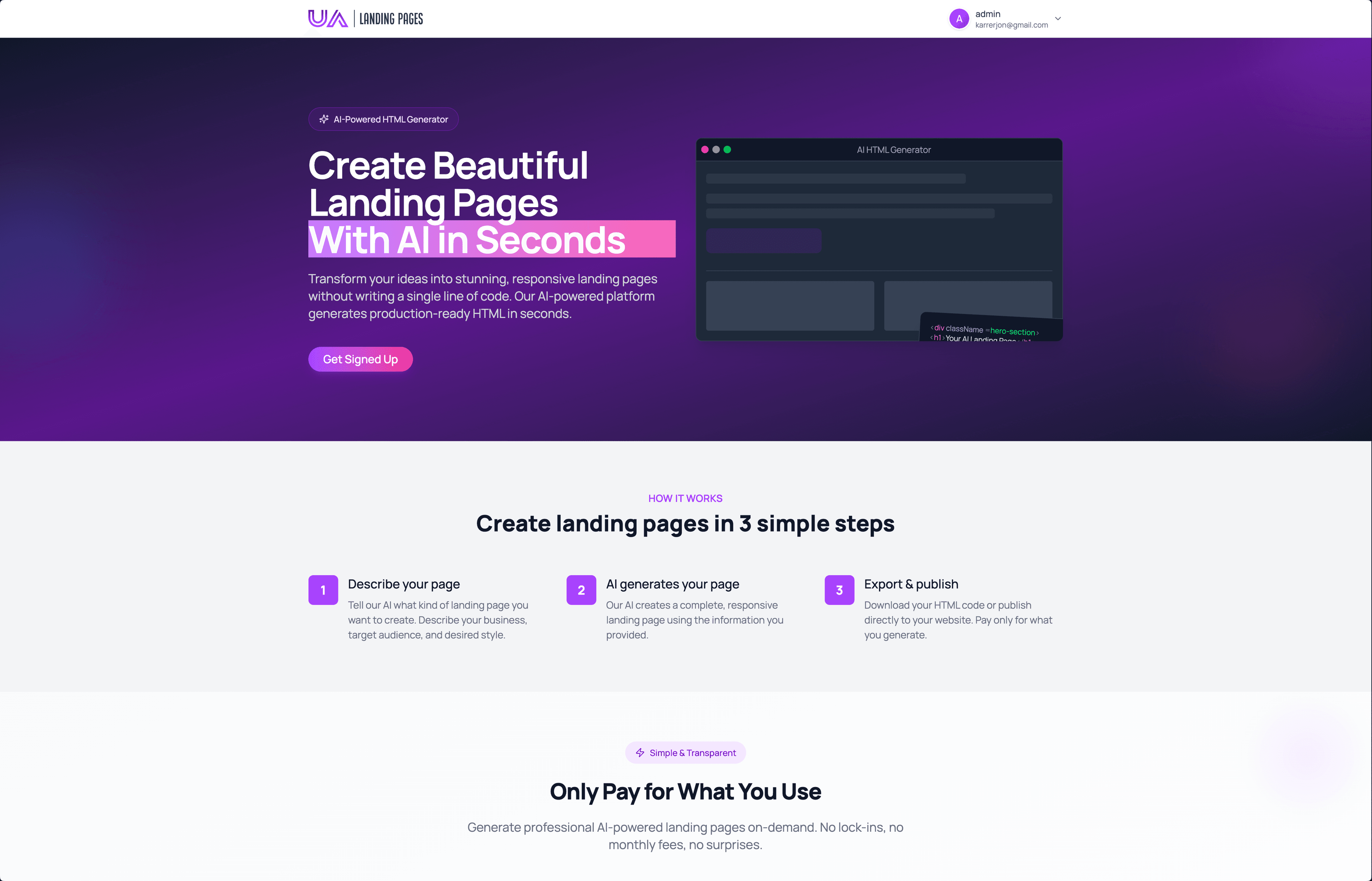 Landing Pages preview